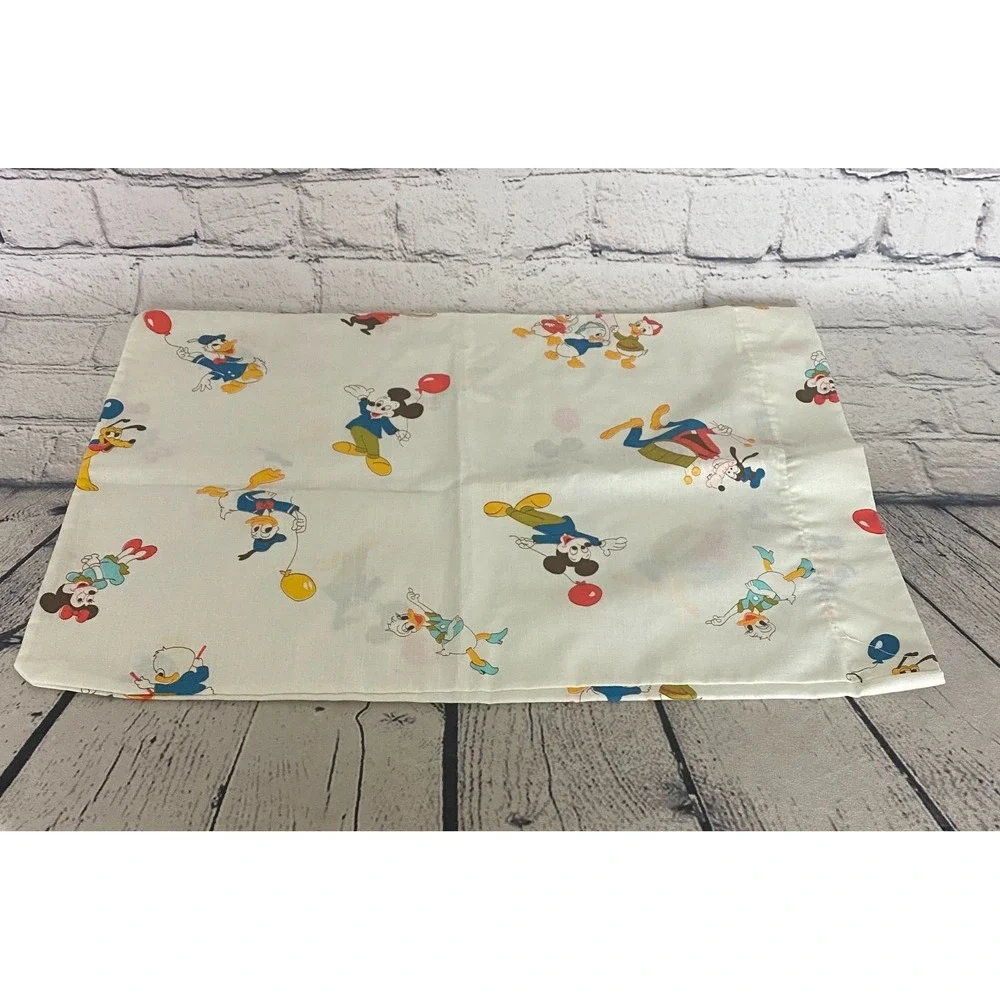 Vintage Disney Crib Set Receiving Blanket Fitted Sheet Pillow Case Mickey Minnie